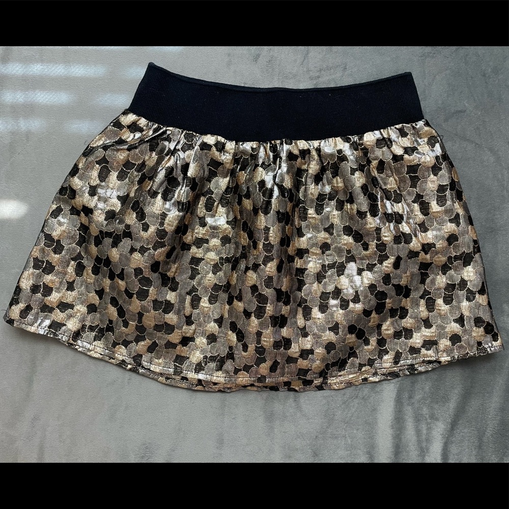 Gold and black metallic pattern mini shirt
